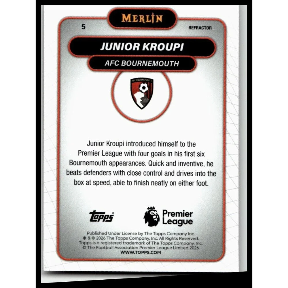 2026 Merlin Premier League #5 Eli Junior Kroupi Refractor